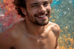 Paint Splat Fun - Colorful Happy Male Faces