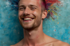 Paint Splat Fun - Colorful Happy Male Faces