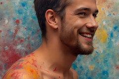 Paint Splat Fun - Colorful Happy Male Faces