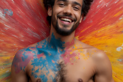 Paint Splat Fun - Colorful Happy Male Faces