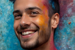 Paint Splat Fun - Colorful Happy Male Faces