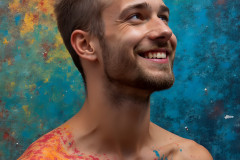Paint Splat Fun - Colorful Happy Male Faces