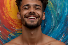 Paint Splat Fun - Colorful Happy Male Faces