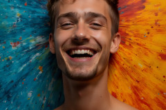 Paint Splat Fun - Colorful Happy Male Faces