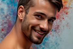 Paint Splat Fun - Colorful Happy Male Faces