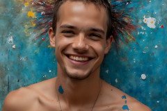Paint Splat Fun - Colorful Happy Male Faces