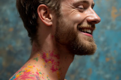 Paint Splat Fun - Colorful Happy Male Faces