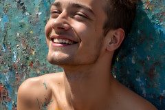 Paint Splat Fun - Colorful Happy Male Faces