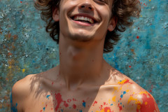 Paint Splat Fun - Colorful Happy Male Faces