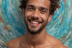 Paint Splat Fun - Colorful Happy Male Faces