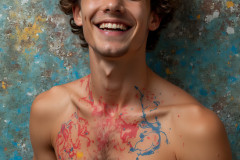Paint Splat Fun - Colorful Happy Male Faces