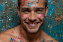 Paint Splat Fun - Colorful Happy Male Faces