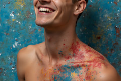 Paint Splat Fun - Colorful Happy Male Faces