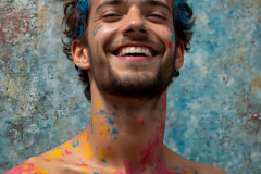 Paint Splat Fun - Colorful Happy Male Faces