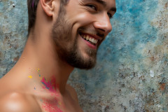 Paint Splat Fun - Colorful Happy Male Faces