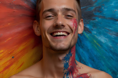 Paint Splat Fun - Colorful Happy Male Faces