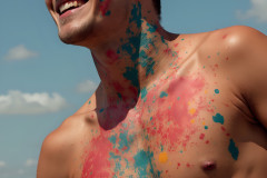 Paint Splat Fun - Colorful Happy Male Faces