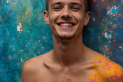 Paint Splat Fun - Colorful Happy Male Faces