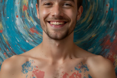 Paint Splat Fun - Colorful Happy Male Faces