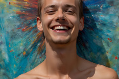 Paint Splat Fun - Colorful Happy Male Faces