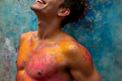 Paint Splat Fun - Colorful Happy Male Faces