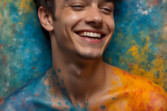 Paint Splat Fun - Colorful Happy Male Faces