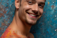 Paint Splat Fun - Colorful Happy Male Faces