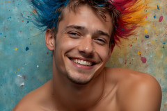 Paint Splat Fun - Colorful Happy Male Faces