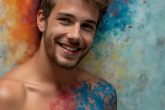Paint Splat Fun - Colorful Happy Male Faces