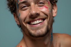 Paint Splat Fun - Colorful Happy Male Faces