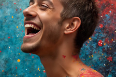 Paint Splat Fun - Colorful Happy Male Faces