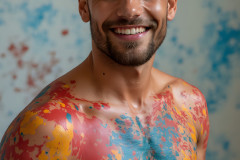 Paint Splat Fun - Colorful Happy Male Faces
