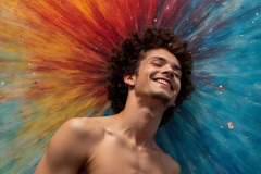 Paint Splat Fun - Colorful Happy Male Faces