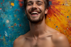 Paint Splat Fun - Colorful Happy Male Faces