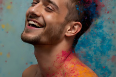 Paint Splat Fun - Colorful Happy Male Faces