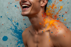 Paint Splat Fun - Colorful Happy Male Faces