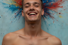Paint Splat Fun - Colorful Happy Male Faces