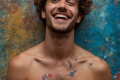 Paint Splat Fun - Colorful Happy Male Faces