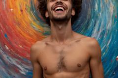 Paint Splat Fun - Colorful Happy Male Faces