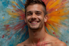 Paint Splat Fun - Colorful Happy Male Faces
