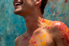 Paint Splat Fun - Colorful Happy Male Faces
