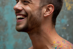 Paint Splat Fun - Colorful Happy Male Faces