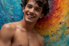 Paint Splat Fun - Colorful Happy Male Faces