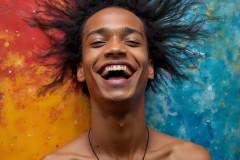 Paint Splat Fun - Colorful Happy Male Faces