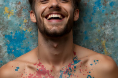 Paint Splat Fun - Colorful Happy Male Faces