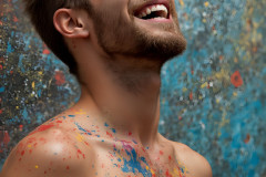 Paint Splat Fun - Colorful Happy Male Faces