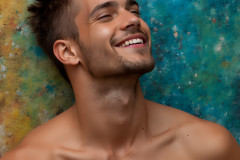 Paint Splat Fun - Colorful Happy Male Faces