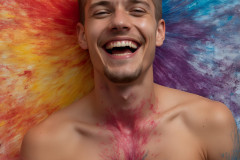 Paint Splat Fun - Colorful Happy Male Faces