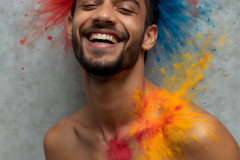 Paint Splat Fun - Colorful Happy Male Faces