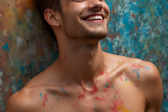 Paint Splat Fun - Colorful Happy Male Faces
